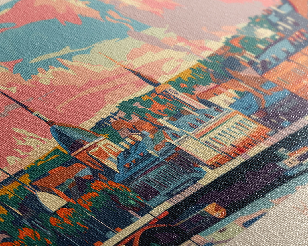 Kazan Russia Panoramic Travel Poster, Framed Canvas Print or Metal Wall Art, Travel Art, Home Decor, Panoramic Painting, Midcentury Art