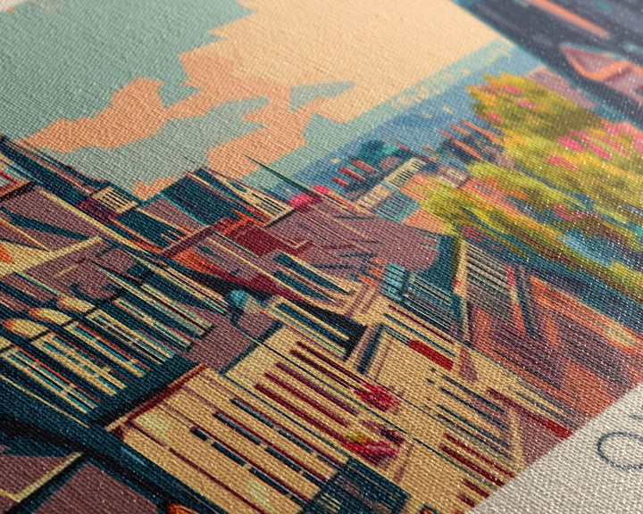 Oxford United Kingdom Panoramic Travel Poster, Framed Canvas Print or Metal Wall Art, Travel Art, Home Decor, Panoramic Painting, Midcentury Art