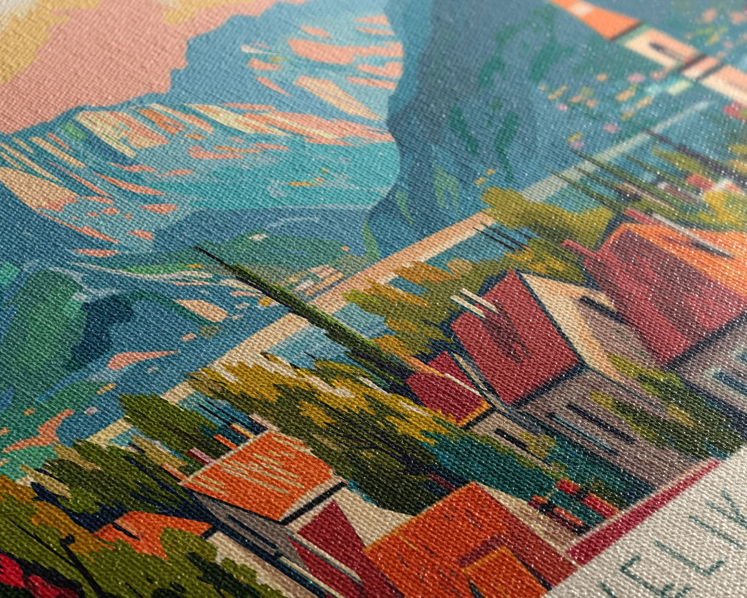 Velika Gorica Croatia Panoramic Travel Poster, Framed Canvas Print or Metal Wall Art, Travel Art, Home Decor, Panoramic Painting, Midcentury Art