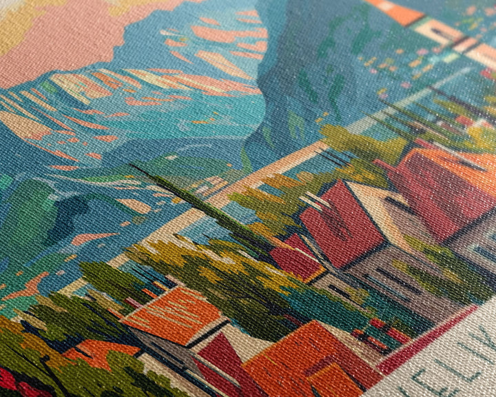 Velika Gorica Croatia Panoramic Travel Poster, Framed Canvas Print or Metal Wall Art, Travel Art, Home Decor, Panoramic Painting, Midcentury Art