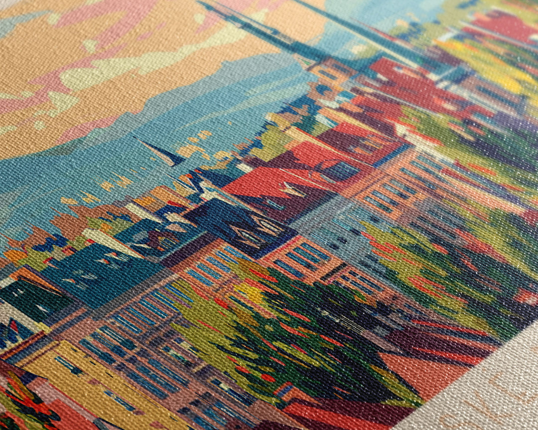 Ceske Budejovice Czech Wall Art, Panoramic Travel Poster, Panoramic Framed Canvas Print, City Wall Art, Wall Hanging Home Decor, Travel Art