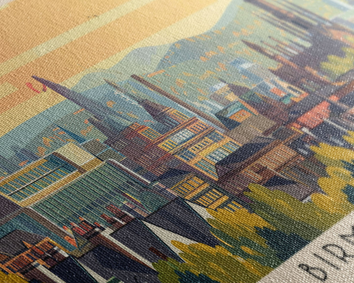 Birmingham United Kingdom Travel Print Wall Art, Panoramic City Art, Travel Art, Wall Decor, Vacation Gift, Framed Canvas Print Or Metal Art