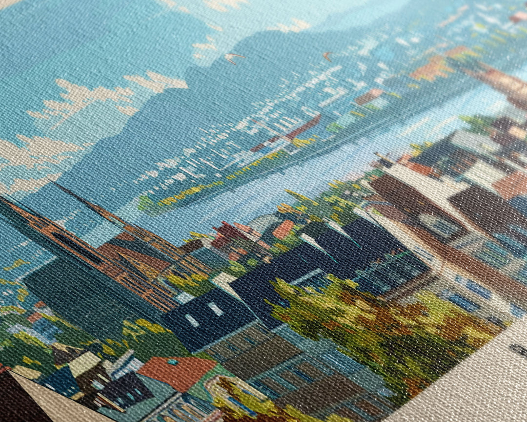 Bonn Germany Travel Print Wall Art, Panoramic City Art, Travel Art, Wall Decor, Vacation Gift, Framed Canvas Print Or Metal Art