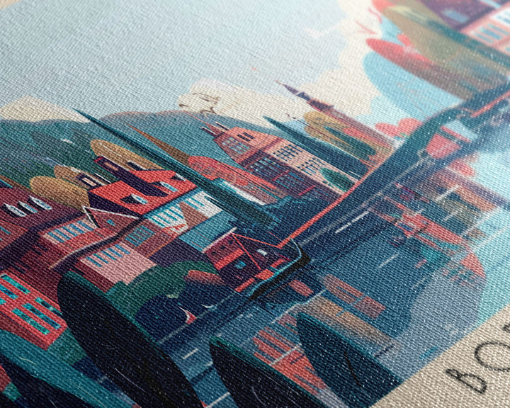 Bordeaux France Panoramic Travel Poster, Framed Canvas Print or Metal Wall Art, Travel Art, Home Decor, Panoramic Painting, Midcentury Art