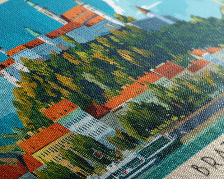 Bratislava Slovakia Wall Art, Panoramic Travel Poster, Panoramic Framed Canvas Print, City Wall Art, Wall Hanging Home Decor, Travel Art