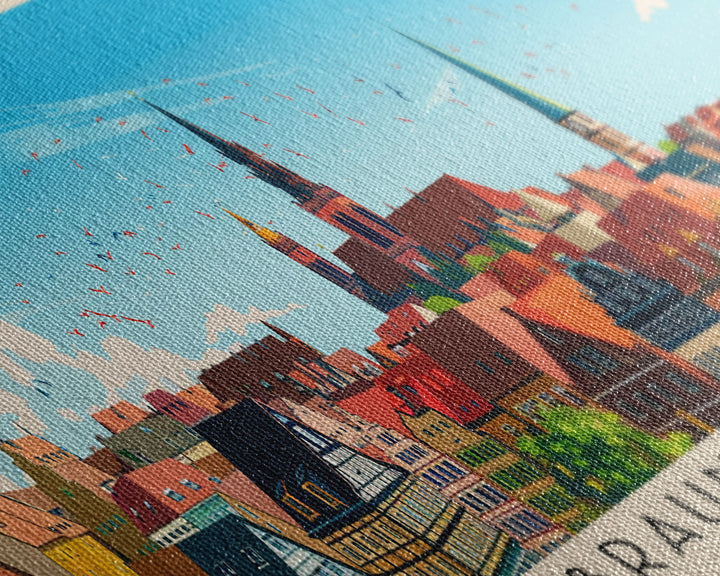 Braunschweig Germany Travel Art, City Art, Framed Canvas Print or Metal Wall Art, Europe Travel Poster, Panoramic Wall Art, Extra Wide Wall Art