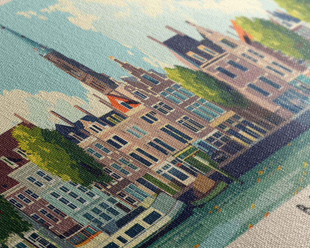 Bremen Germany Wall Art, Panoramic Travel Poster, Panoramic Framed Canvas Print, City Wall Art, Wall Hanging Home Decor, Travel Art