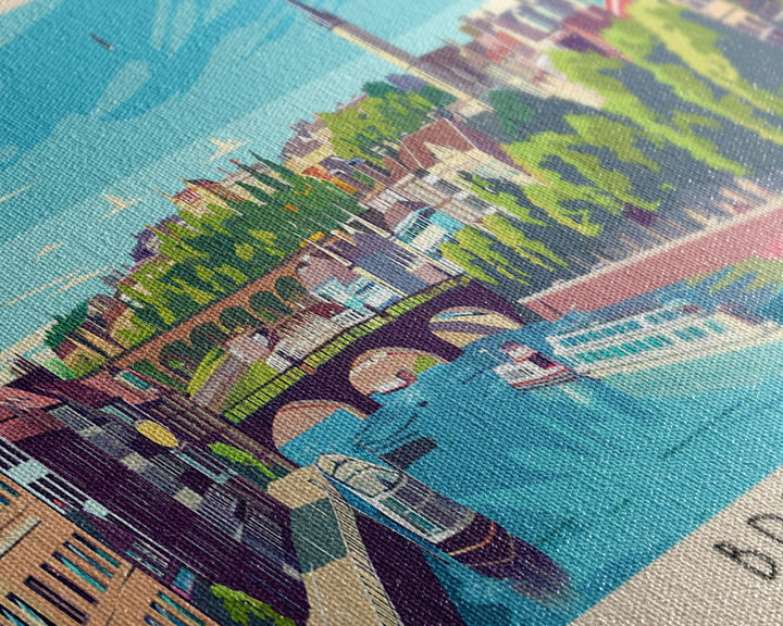 Bristol United Kingdom Panoramic Travel Poster, Framed Canvas Print or Metal Wall Art, Travel Art, Home Decor, Panoramic Painting, Midcentury Art