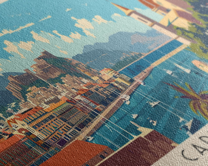 Cartagena Spain Panoramic Travel Poster, Framed Canvas Print or Metal Wall Art, Travel Art, Home Decor, Panoramic Painting, Midcentury Art