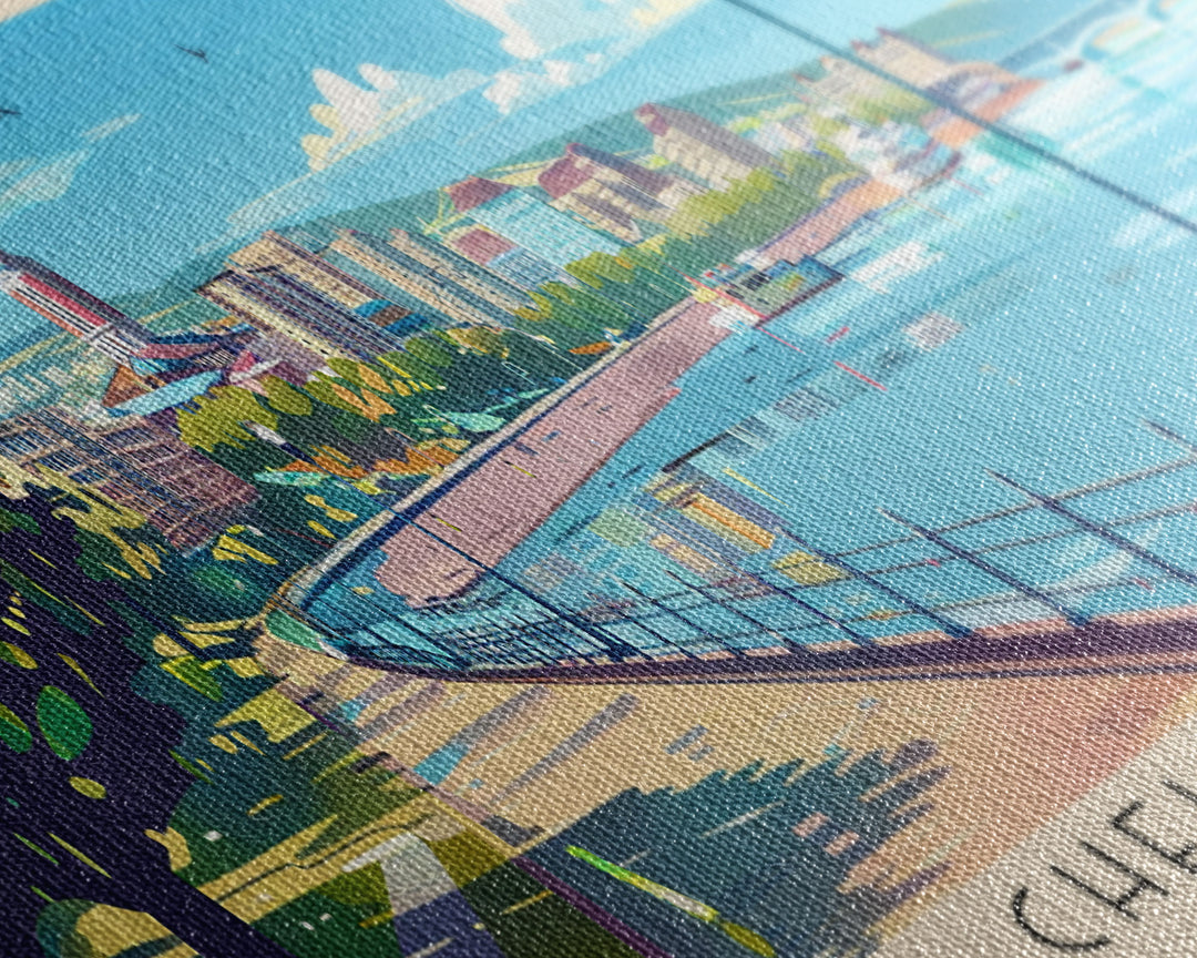 Chelyabinsk Russia Panoramic Travel Poster, Framed Canvas Print or Metal Wall Art, Travel Art, Home Decor, Panoramic Painting, Midcentury Art