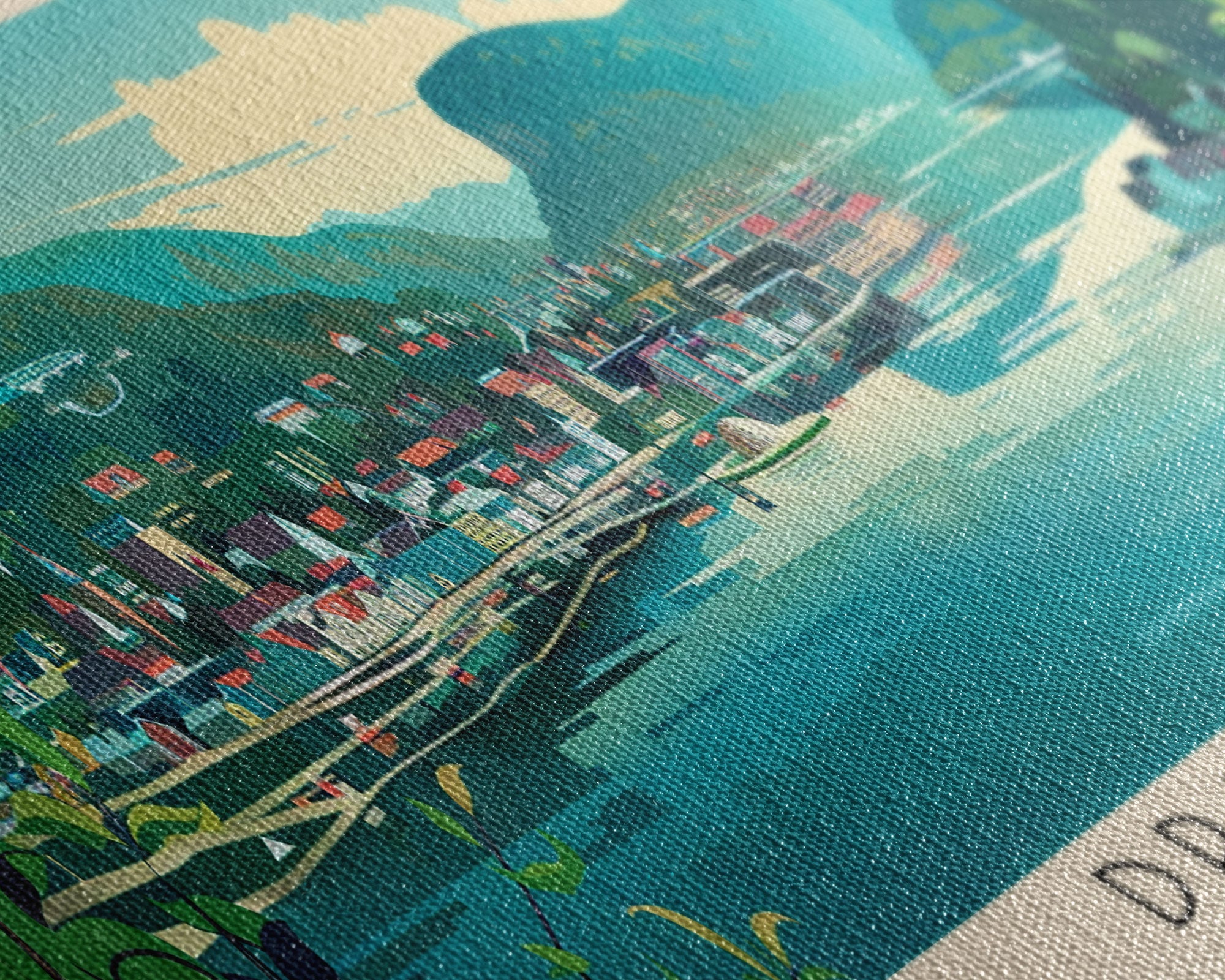 Drammen Norway Travel Print Wall Art, Panoramic City Art, Travel Art, Wall Decor, Vacation Gift, Framed Canvas Print Or Metal Art