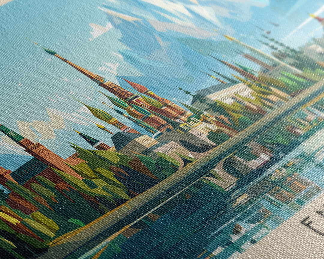 Engels Russia Panoramic Travel Poster, Framed Canvas Print or Metal Wall Art, Travel Art, Home Decor, Panoramic Painting, Midcentury Art