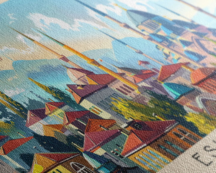 Eskisehir Turkey Panoramic Travel Poster, Framed Canvas Print or Metal Wall Art, Travel Art, Home Decor, Panoramic Painting, Midcentury Art