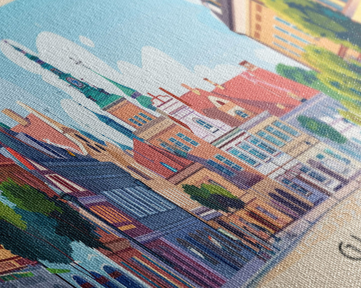 Gliwice Poland Panoramic Travel Poster, Framed Canvas Print or Metal Wall Art, Travel Art, Home Decor, Panoramic Painting, Midcentury Art