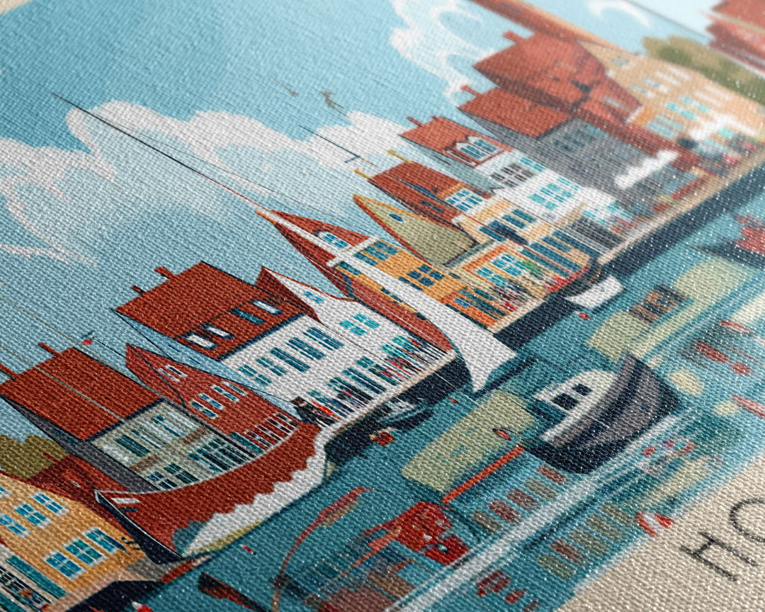 Horsens Denmark Travel Print Wall Art, Panoramic City Art, Travel Art, Wall Decor, Vacation Gift, Framed Canvas Print Or Metal Art