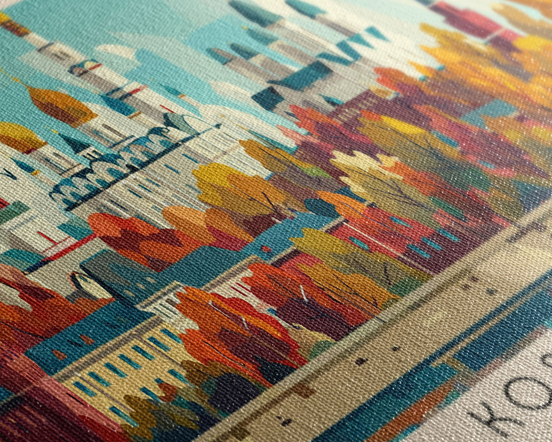 Kostroma Russia Panoramic Travel Poster, Framed Canvas Print or Metal Wall Art, Travel Art, Home Decor, Panoramic Painting, Midcentury Art