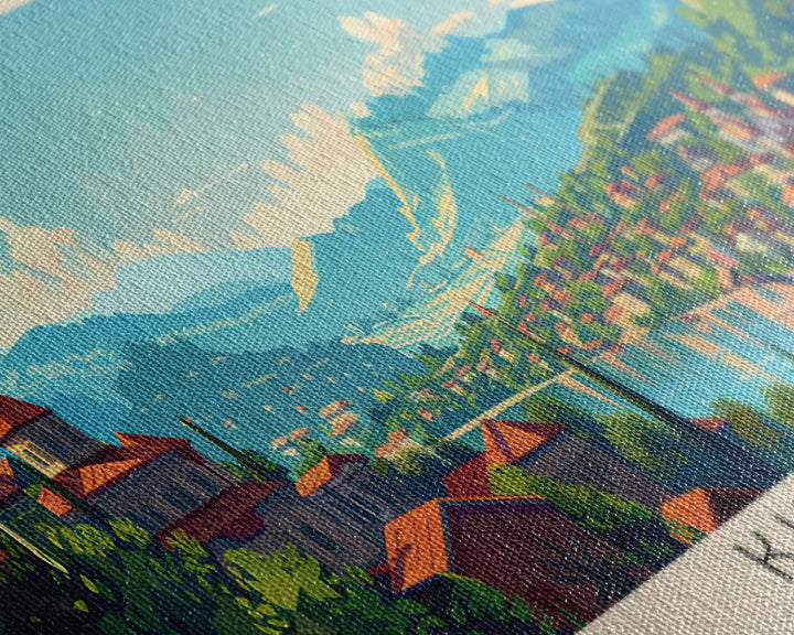 Kutaisi Georgia Panoramic Travel Poster, Framed Canvas Print or Metal Wall Art, Travel Art, Home Decor, Panoramic Painting, Midcentury Art