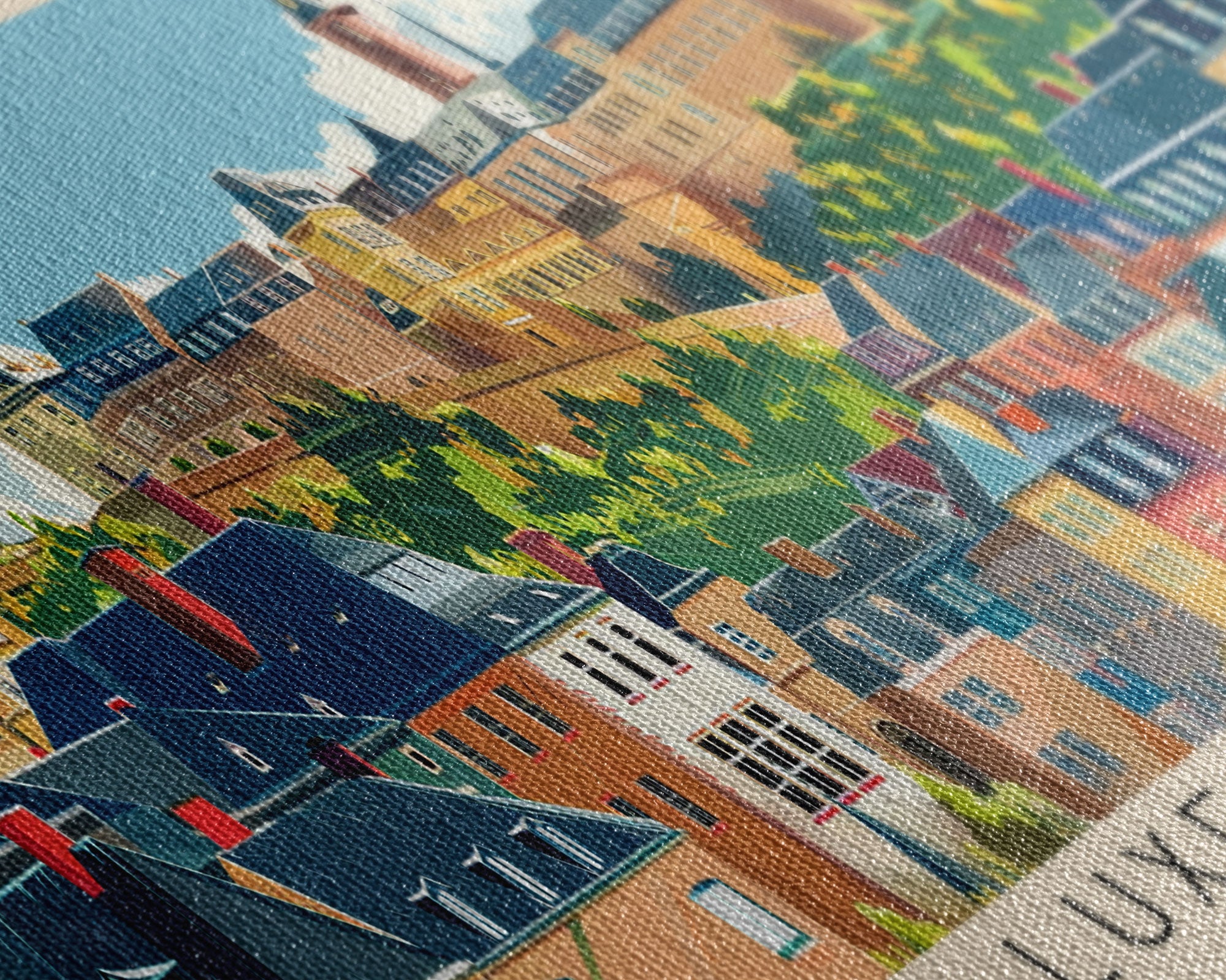 Luxembourg Luxembourg Panoramic Travel Poster, Framed Canvas Print or Metal Wall Art, Travel Art, Home Decor, Panoramic Painting, Midcentury Art