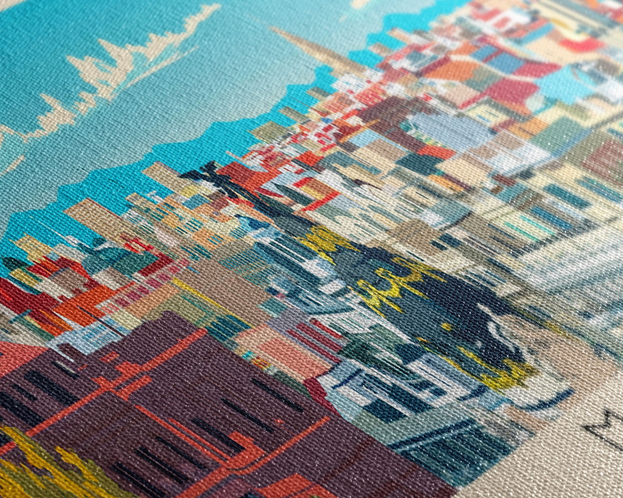 Madrid Spain Panoramic Travel Poster, Framed Canvas Print or Metal Wall Art, Travel Art, Home Decor, Panoramic Painting, Midcentury Art