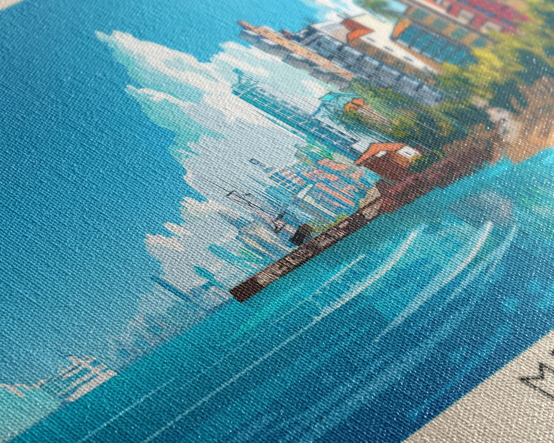 Mersin Turkey Wall Art, Panoramic Travel Poster, Panoramic Framed Canvas Print, City Wall Art, Wall Hanging Home Decor, Travel Art