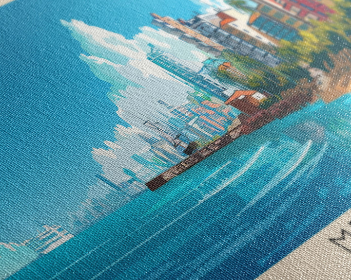 Mersin Turkey Wall Art, Panoramic Travel Poster, Panoramic Framed Canvas Print, City Wall Art, Wall Hanging Home Decor, Travel Art