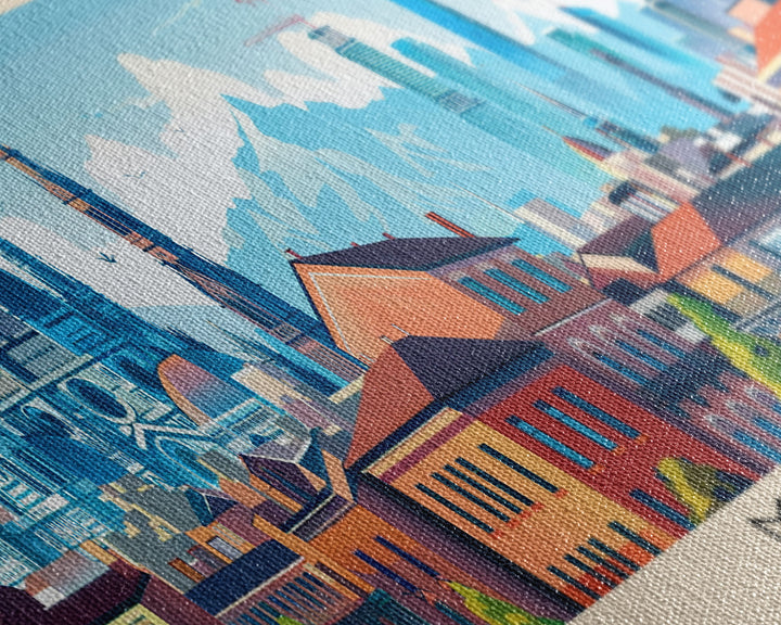 Milan Italy Panoramic Travel Poster, Framed Canvas Print or Metal Wall Art, Travel Art, Home Decor, Panoramic Painting, Midcentury Art