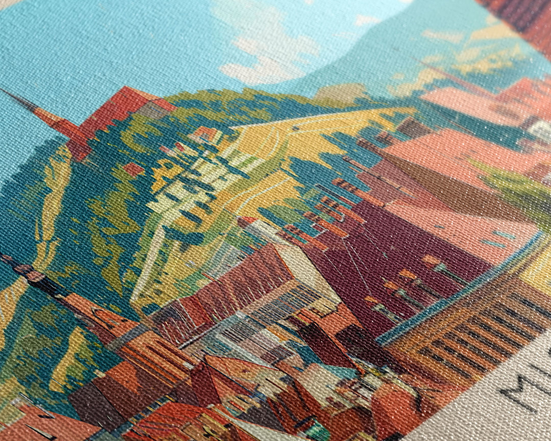 Miskolc Hungary Wall Art, Panoramic Travel Poster, Panoramic Framed Canvas Print, City Wall Art, Wall Hanging Home Decor, Travel Art