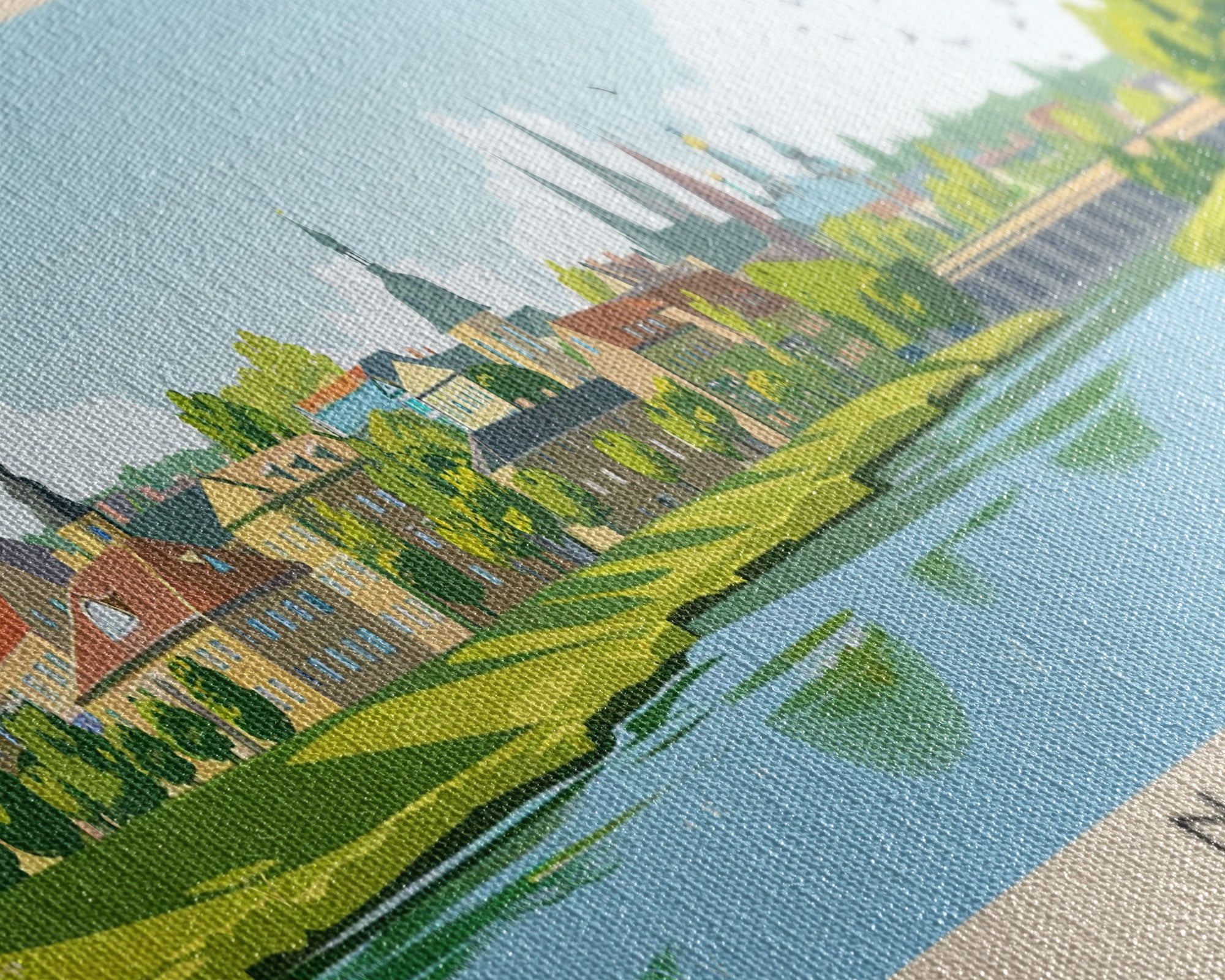 Narva Estonia Panoramic Travel Poster, Framed Canvas Print or Metal Wall Art, Travel Art, Home Decor, Panoramic Painting, Midcentury Art