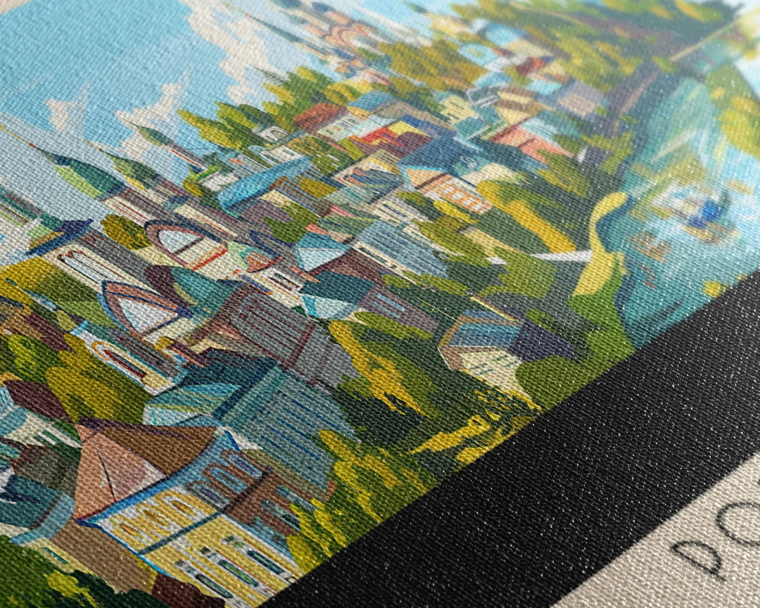 Podolsk Russia Panoramic Travel Poster, Framed Canvas Print or Metal Wall Art, Travel Art, Home Decor, Panoramic Painting, Midcentury Art