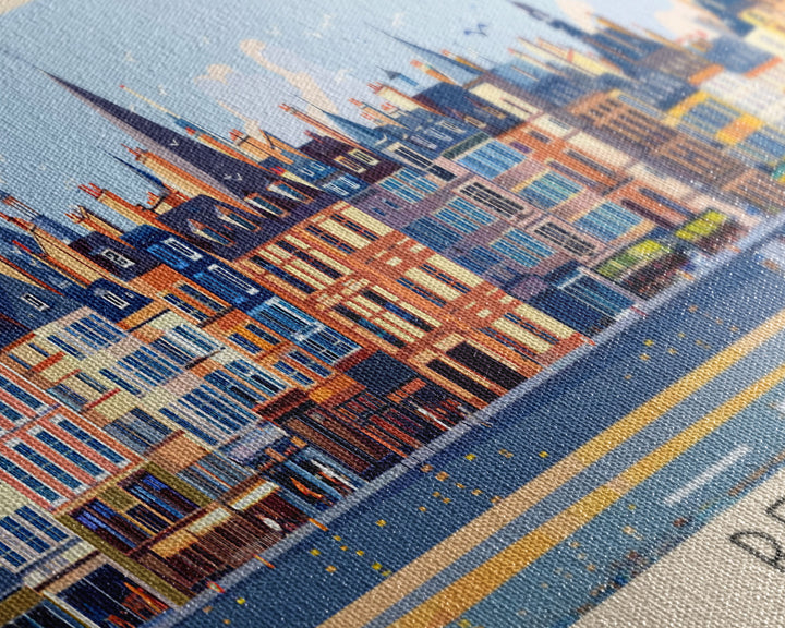 Rennes France Panoramic Travel Poster, Framed Canvas Print or Metal Wall Art, Travel Art, Home Decor, Panoramic Painting, Midcentury Art