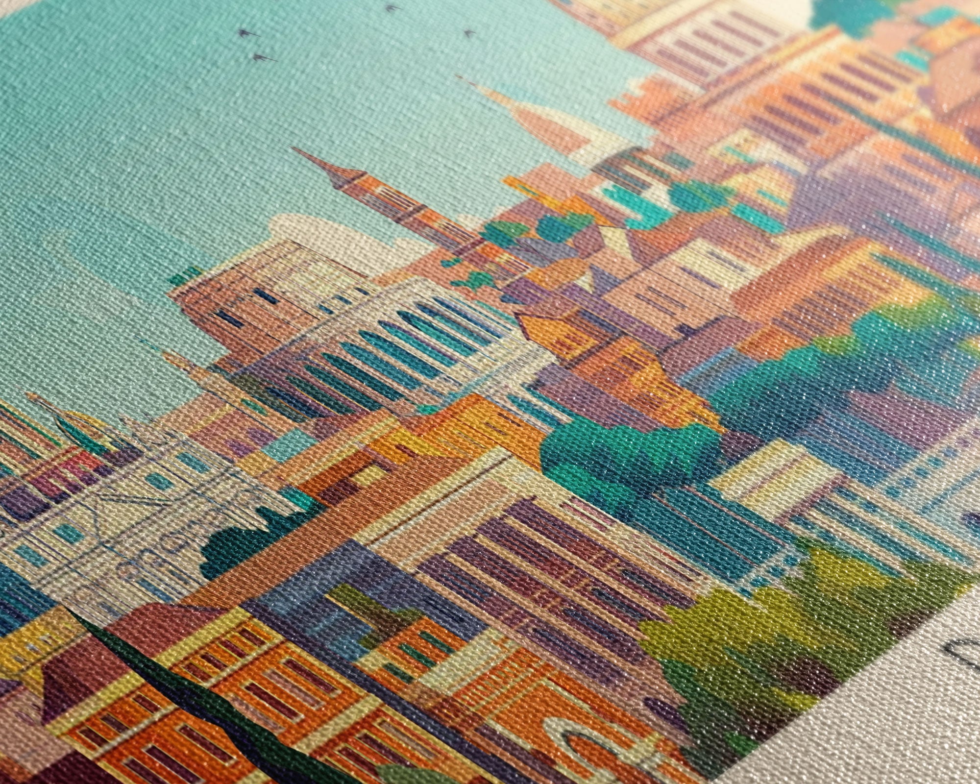 Rome Italy Travel Print Wall Art, Panoramic City Art, Travel Art, Wall Decor, Vacation Gift, Framed Canvas Print Or Metal Art