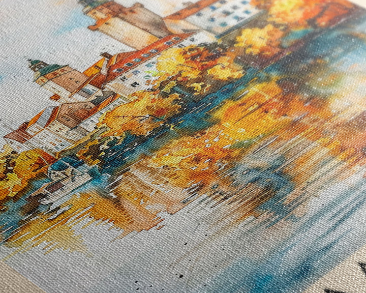 Serene Šabac Serbia Riverside View, Framed Canvas Print, Bedroom Wall Art, Farmhouse Style, Perfect Home Decor