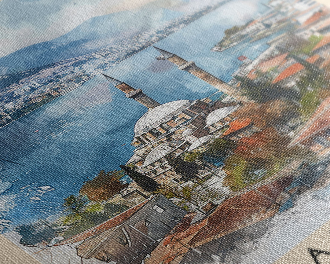 Majestic Adana Turkey Mosque View, Framed Canvas Print, Ideal for Living Room Art, Cultural Decor, Home Decoration