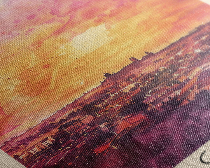 Alcorcón Spain Sunset Skyline Travel Poster Art, Framed Canvas Print, Beautiful Wall Art for Living Room or Bedroom, Home Decoration