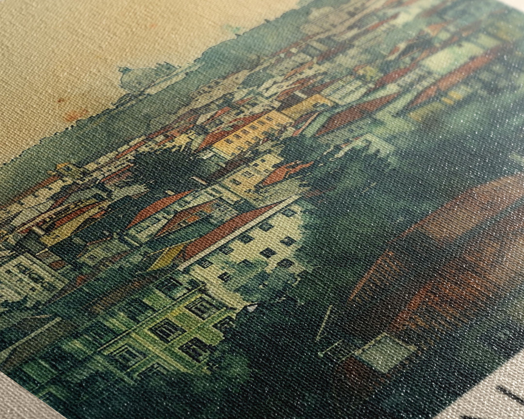 Almada Portugal Historic City Travel Poster Art, Framed Canvas Print, Beautiful Wall Art for Living Room or Bedroom, Home Decoration