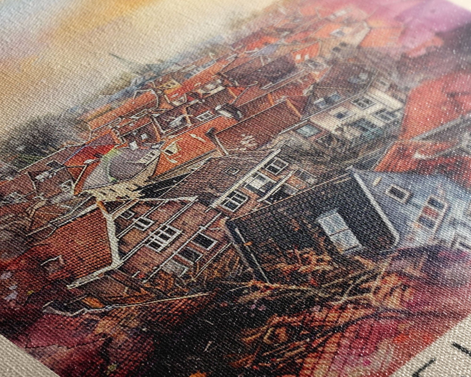 Scenic Apeldoorn Rooftops, Framed Canvas Print, Perfect for Living Room Art, Travel Poster, Boho Wall Decor, Watercolor Painting