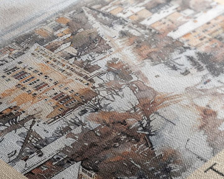 Astrakhan Russia Travel Poster Framed Canvas Print, Wall Art, Home Decor, Travel Print, Watercolor Painting, Urban Scene, Original Art