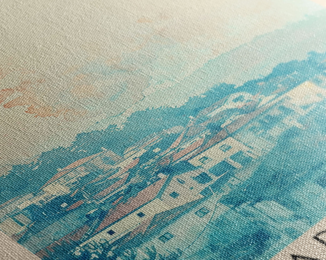 Barreiro Portugal Travel Poster Framed Canvas Print, Wall Art, Bedroom Decor, Watercolor Painting, Minimalist Art, Home Decoration