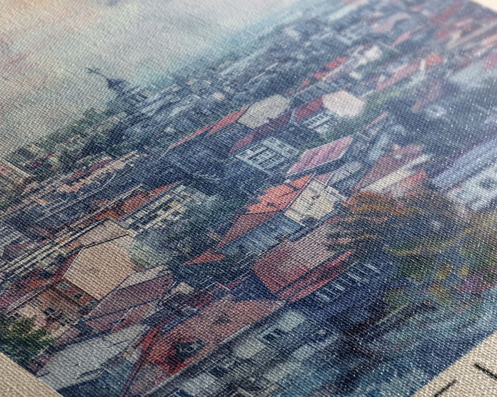 Belgrade Serbia Travel Poster Framed Canvas Print, Wall Art, Living Room Art, Watercolor Painting, Original Art, Vacation Gift