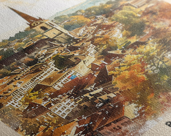 Bern Switzerland Travel Poster Framed Canvas Print, Watercolor Painting, Wall Art, Home Decor, Travel Print, Scenic Art, Original