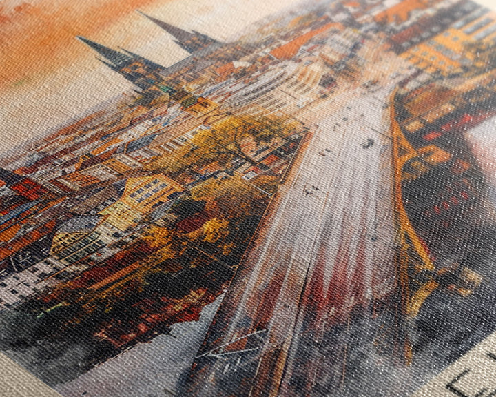 Bielefeld Germany Travel Poster Framed Canvas Print, Watercolor Art, Home Decor, Wall Art, Travel Print, Cityscape Art