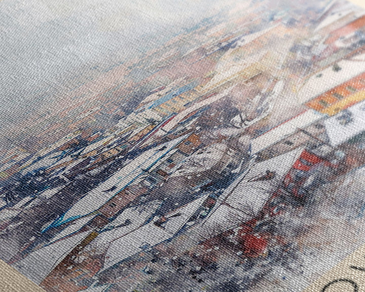 Blagoveshchensk Russia Travel Poster Framed Canvas Print, Wall Art, Home Decor, Travel Print, Winter Scene, Original Art