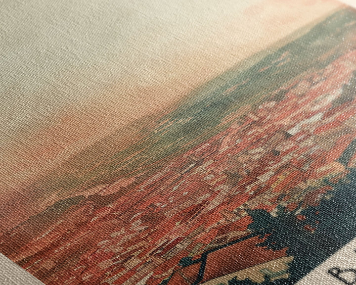 Braga Portugal Travel Poster Framed Canvas Print, Wall Art, Home Decor, Travel Print, Sunset Scene, Boho Art, Original Art