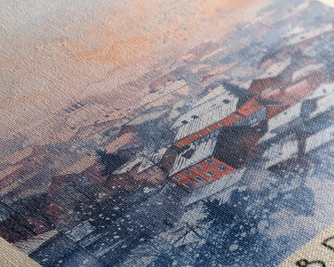 Bratsk Russia Travel Poster Framed Canvas Print, Winter Scene, Wall Art, Home Decor, Travel Print, Abstract Watercolor, Minimalist Art