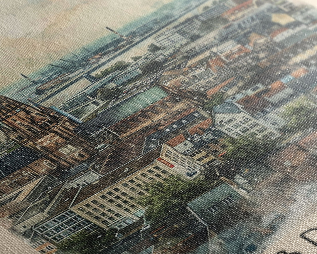 Bremen Germany Travel Poster Framed Canvas Print, Cityscape Art, Wall Decor, Travel Print, Watercolor Painting, Urban Scene, Minimalist Art