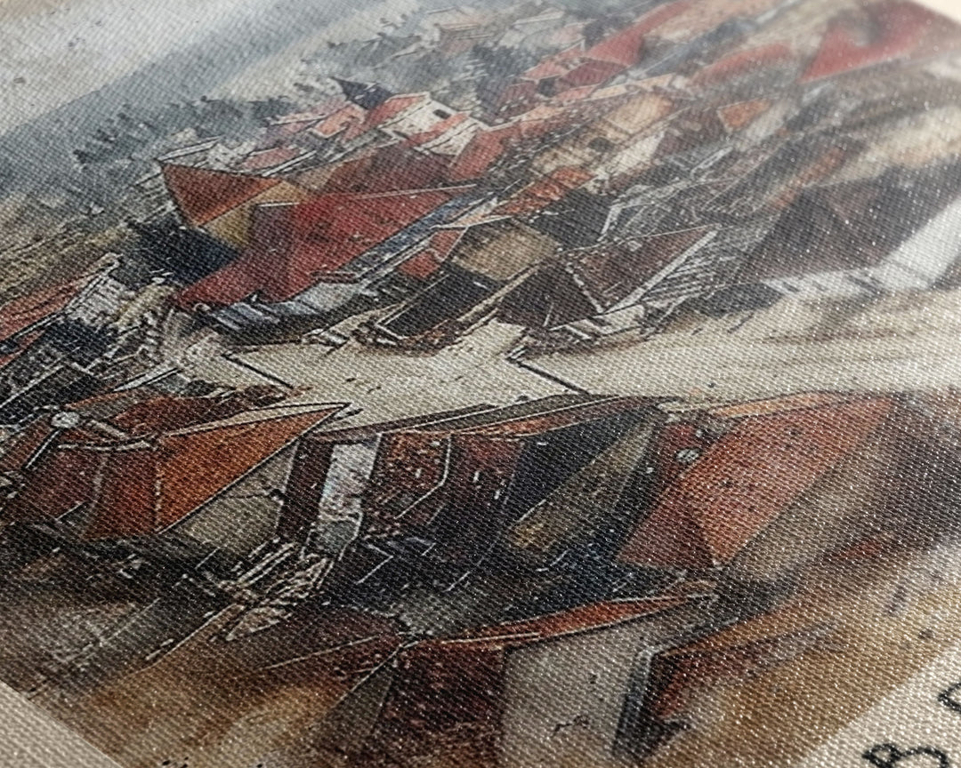 Brăila Romania Travel Poster Framed Canvas Print, Cityscape Art, Wall Decor, Travel Print, Watercolor Painting, Rustic Scene Art