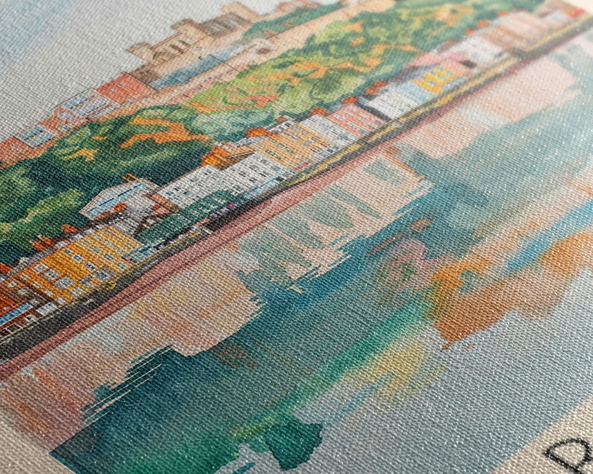 Bristol United Kingdom Travel Poster Framed Canvas Print, Cityscape Art, Wall Decor, Travel Print, Watercolor Painting, Boho Style Art