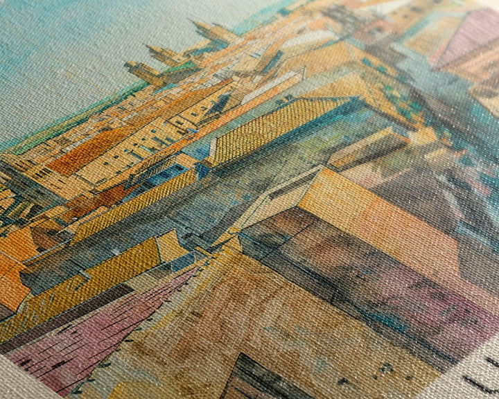 Burgos Spain Travel Poster Framed Canvas Print, Watercolor Cityscape, Wall Art, Home Decor, Living Room Art, Travel Print, Boho Style, Art Piece