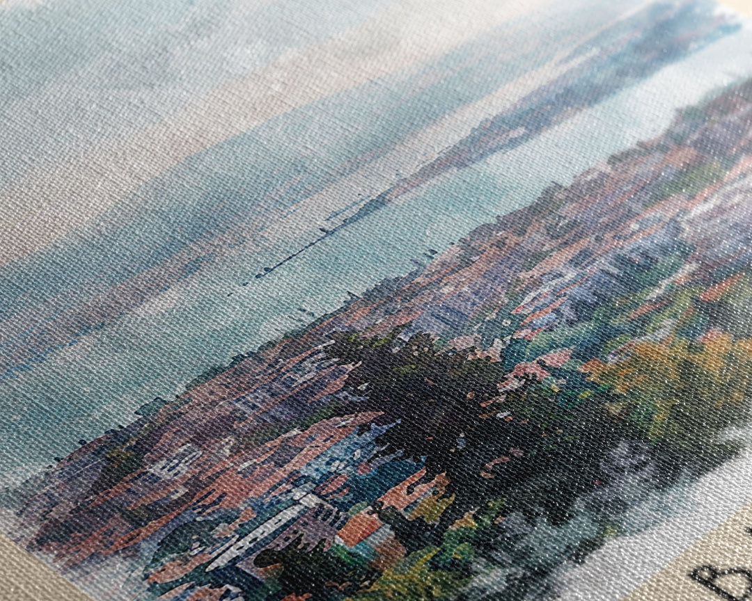 Bursa Turkey Travel Poster Framed Canvas Print, Watercolor Landscape, Wall Art, Home Decor, Travel Print, Minimalist Art, Urban Scene