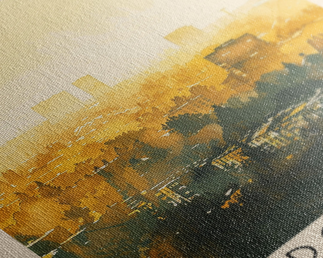 Bydgoszcz Poland Travel Poster Framed Canvas Print, Watercolor Cityscape, Wall Art, Home Decor, Travel Print, Boho Style, Art Piece